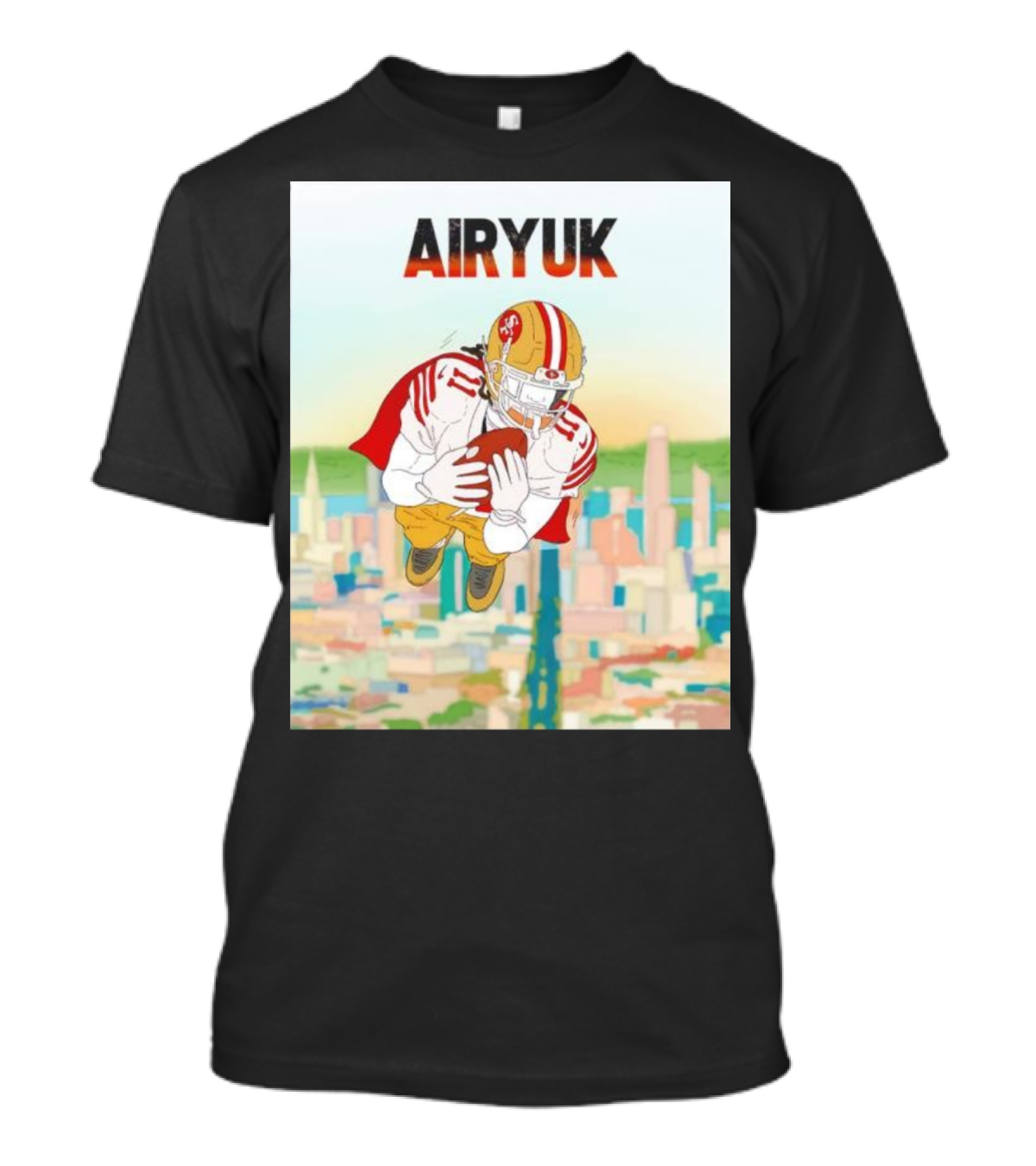 Rita Oak Airyuk San Francisco Football Player Skyline Catching Ball T-Shirt