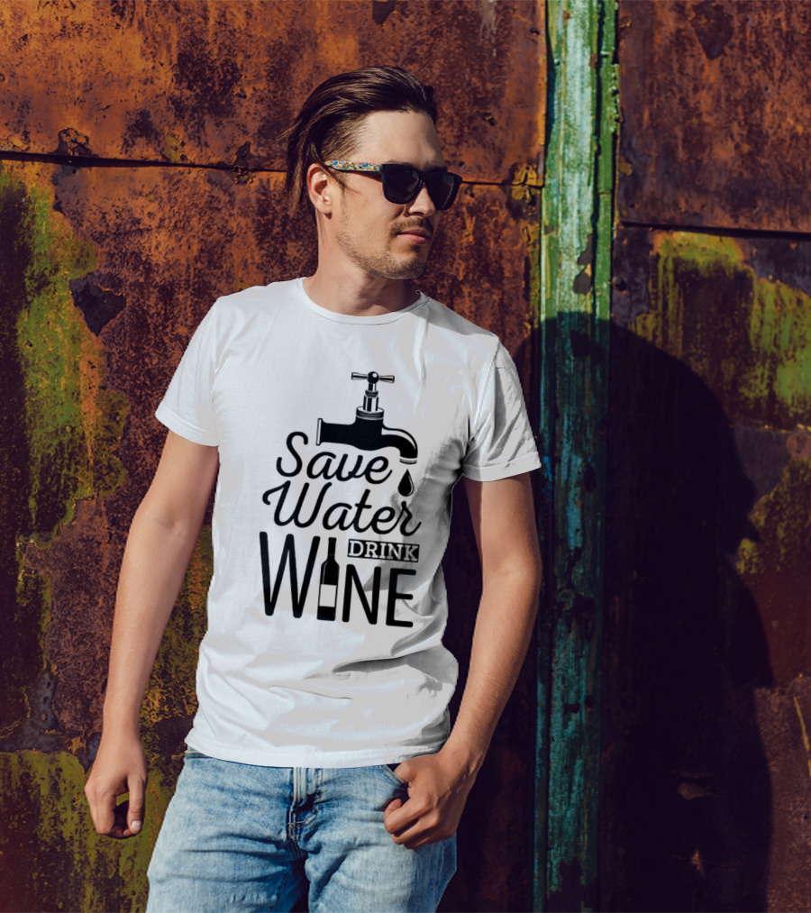 Save Water Drink Wine With Faucet And Bottle T-Shirt