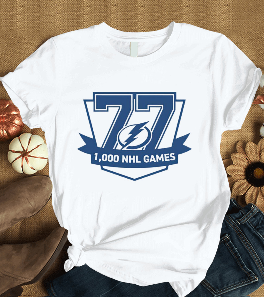 Tampa Bay Lightning 77 1000 NHL Games T-Shirt