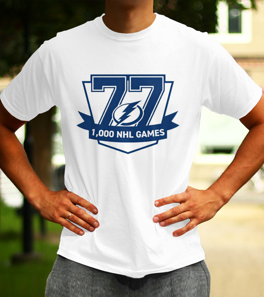 Tampa Bay Lightning 77 1000 NHL Games T-Shirt