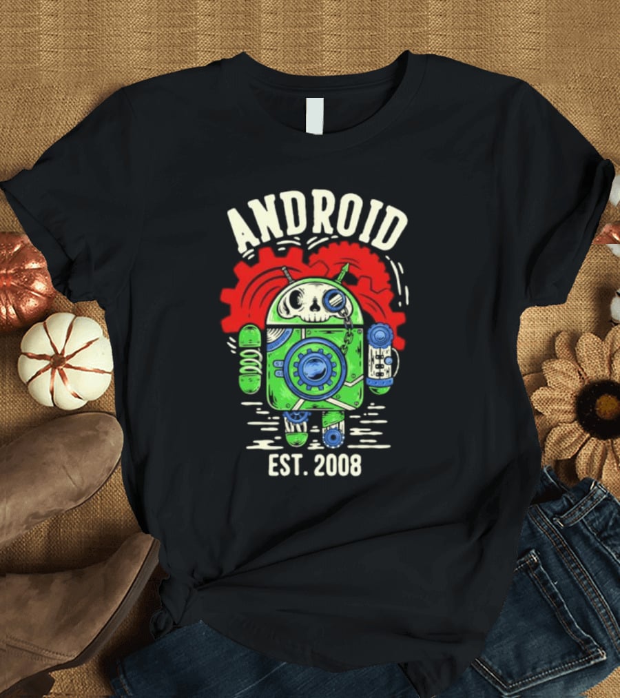 Android Steampunk Robot Skull Gear EST. 2008 T-Shirt