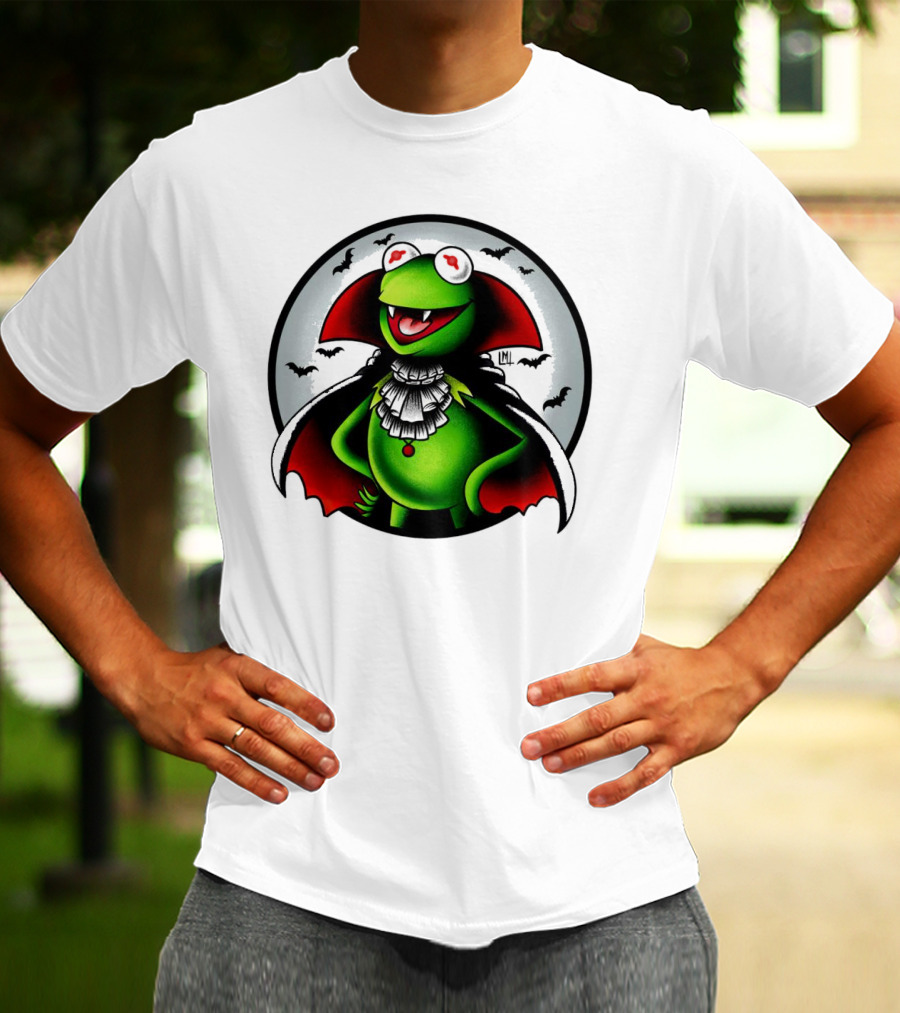 Vampire Kermit The Frog Moon Bats Cloaked Character T-Shirt