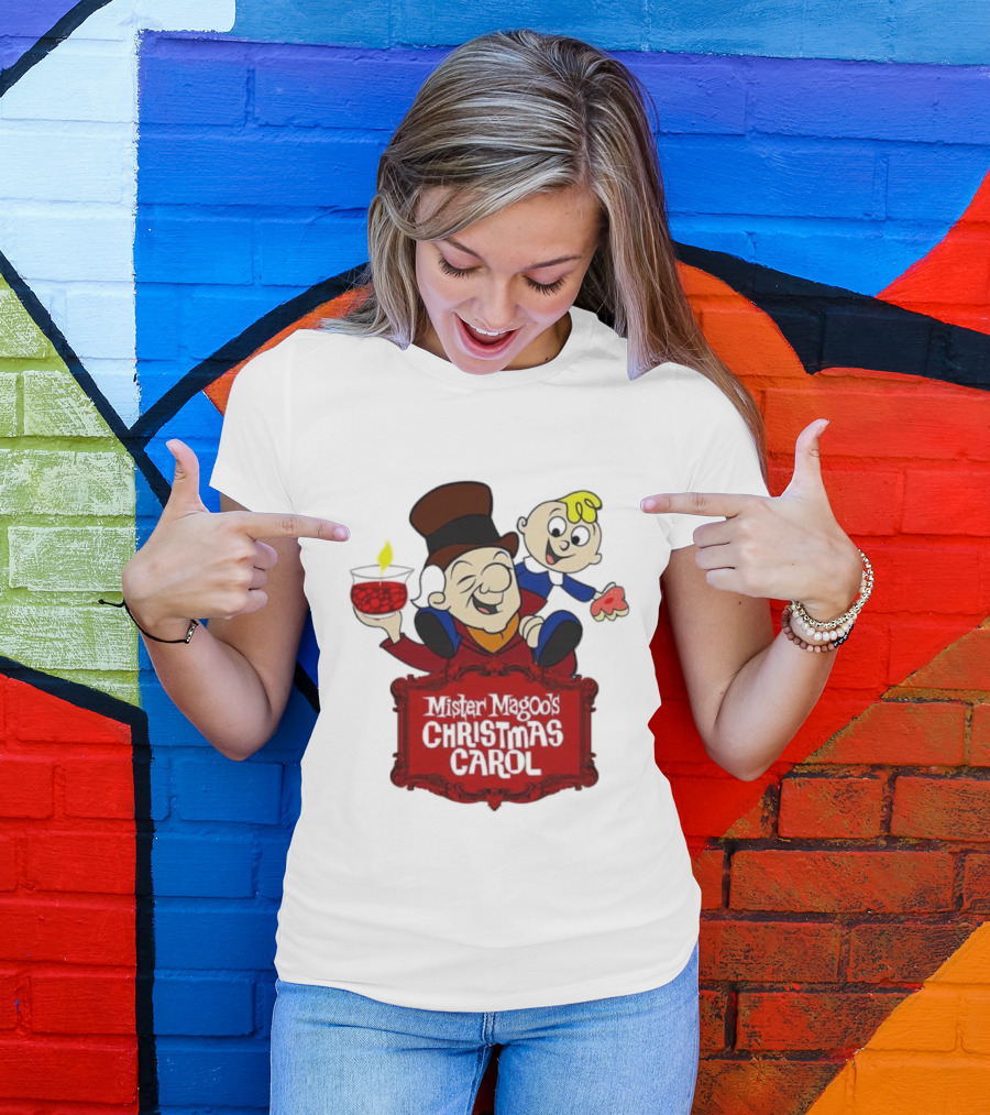 Mister Magoo's Christmas Carol Cartoon Illustration With Festive Characters T-Shirt