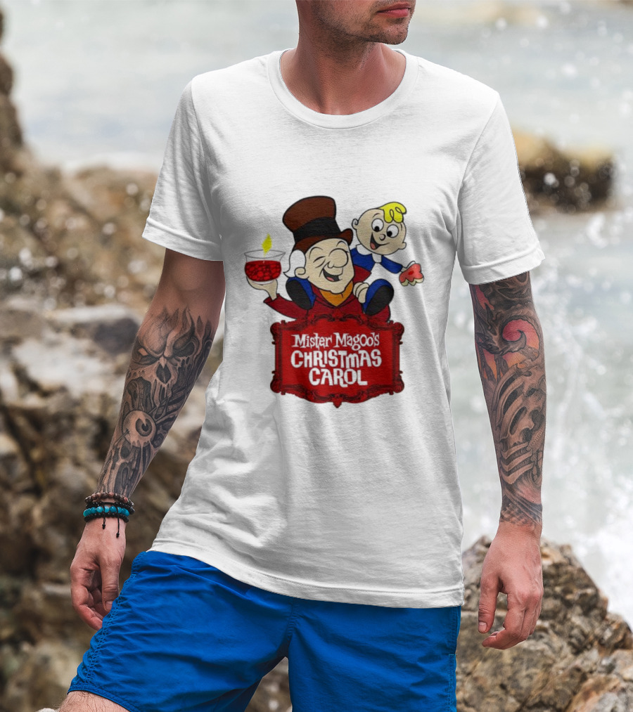 Mister Magoo's Christmas Carol Cartoon Illustration With Festive Characters T-Shirt