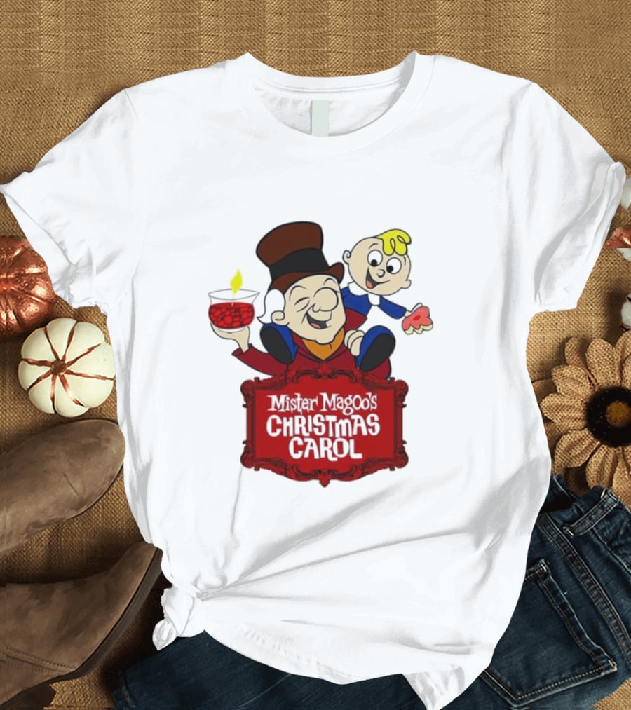 Mister Magoo's Christmas Carol Cartoon Illustration With Festive Characters T-Shirt