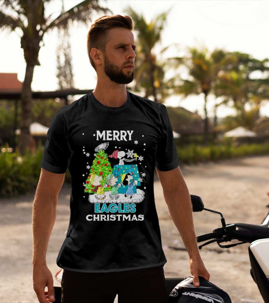 Merry Peanuts Eagles Christmas Holiday T-Shirt