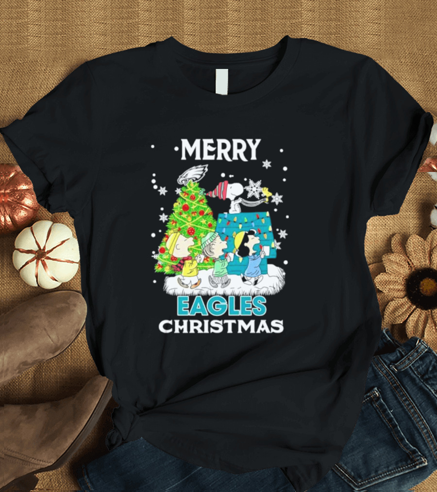 Merry Peanuts Eagles Christmas Holiday T-Shirt