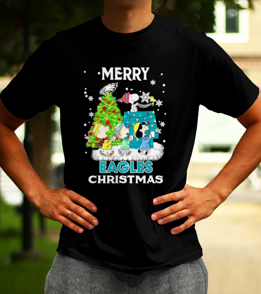 Merry Peanuts Eagles Christmas Holiday T-Shirt