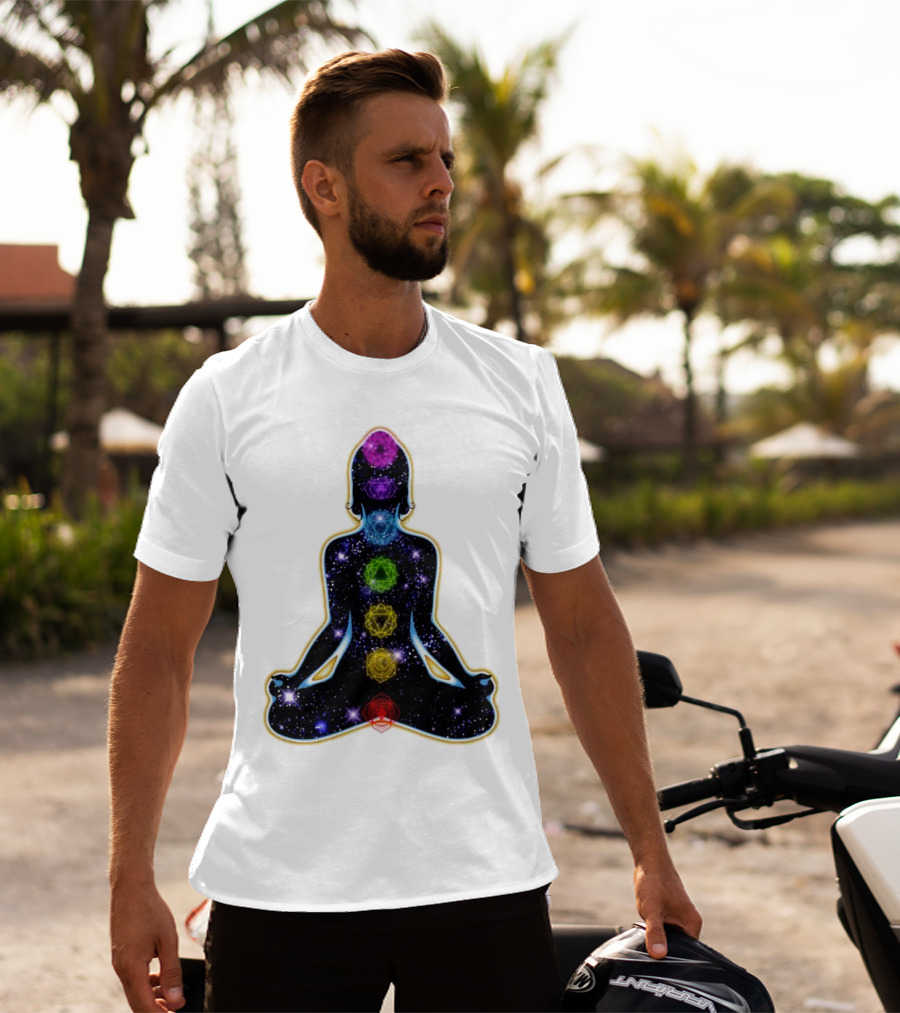Rainbow Chakras Galaxy Meditation Christmas T-Shirt