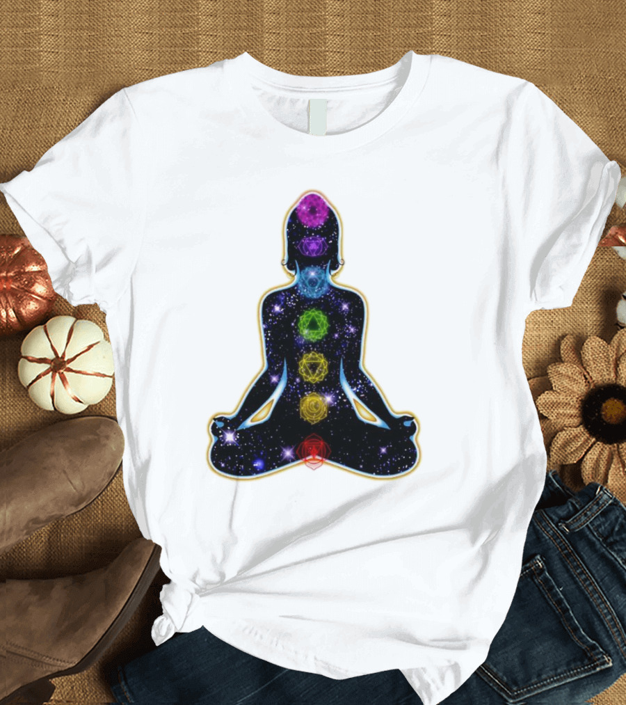Rainbow Chakras Galaxy Meditation Christmas T-Shirt