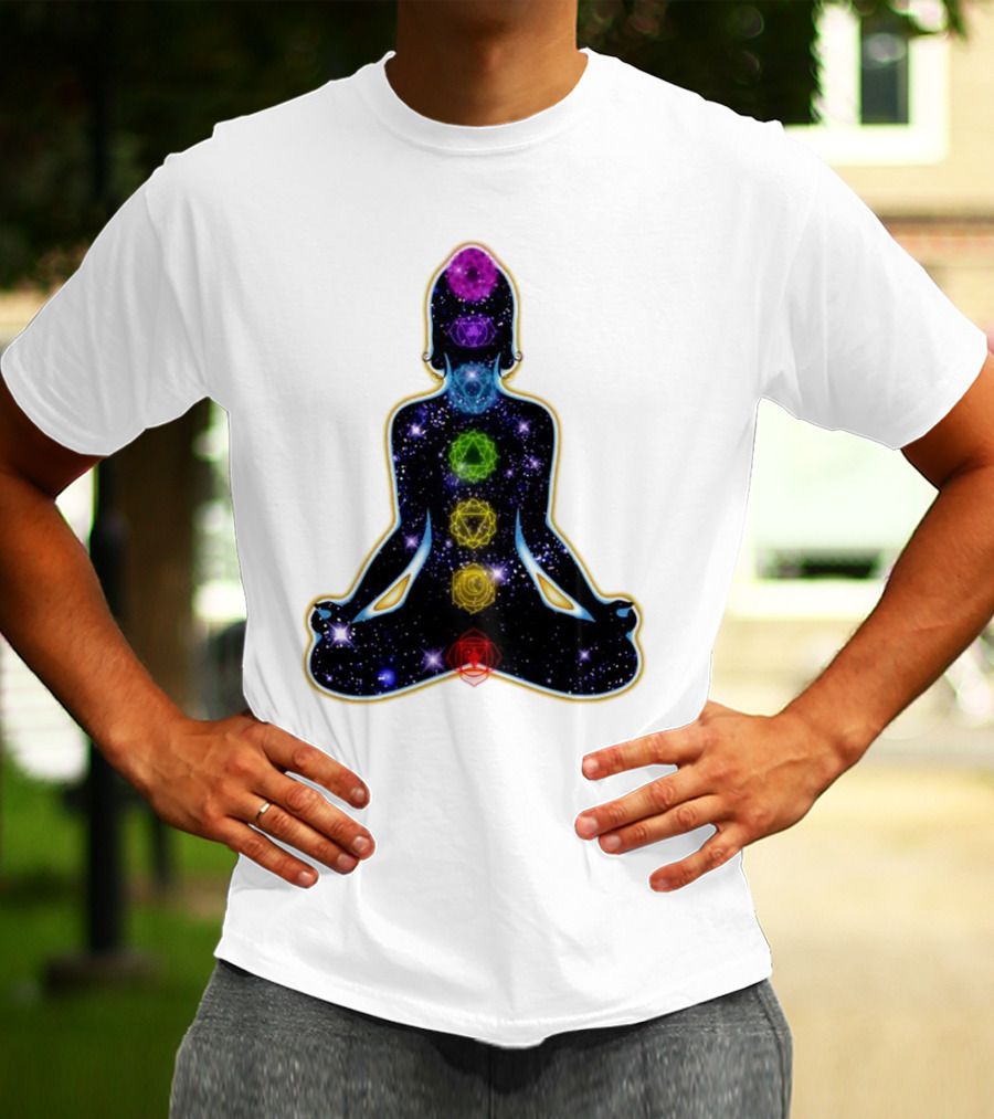 Rainbow Chakras Galaxy Meditation Christmas T-Shirt