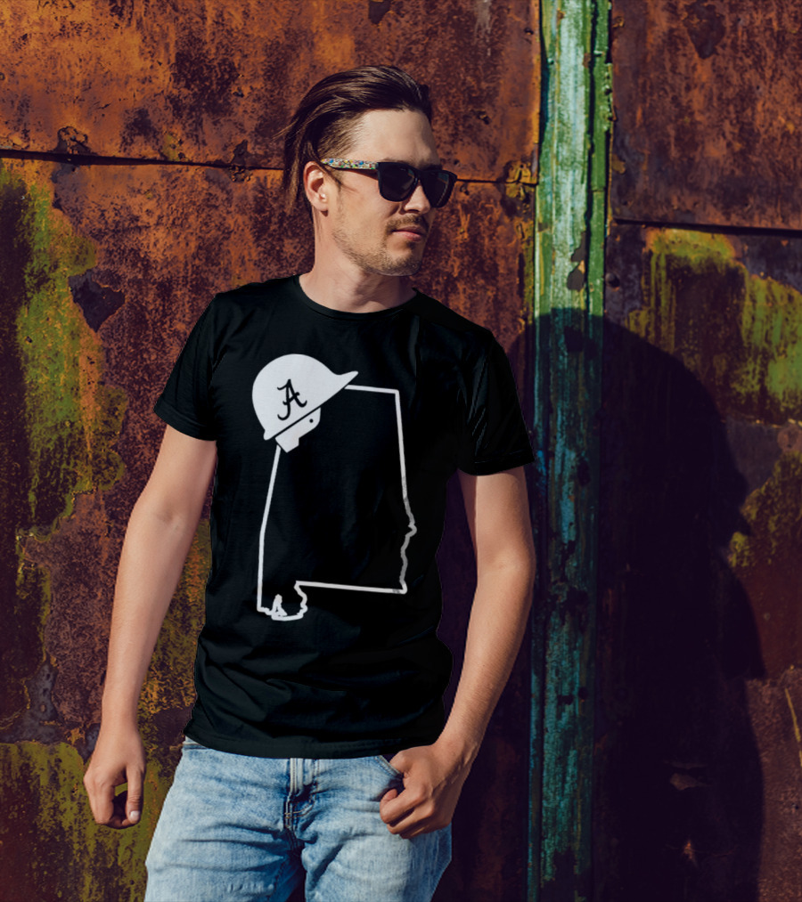 Alabama State Outline With A Logo Helmet Design New T-Shirt