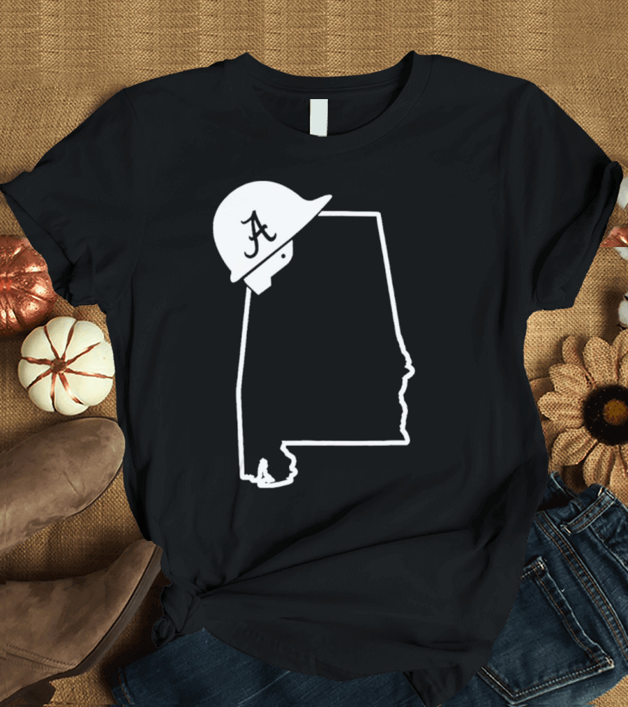 Alabama State Outline With A Logo Helmet Design New T-Shirt