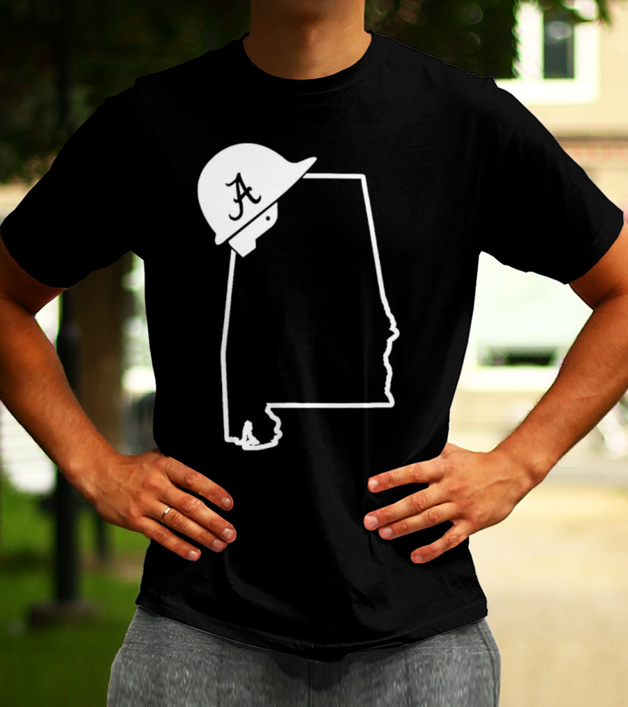 Alabama State Outline With A Logo Helmet Design New T-Shirt