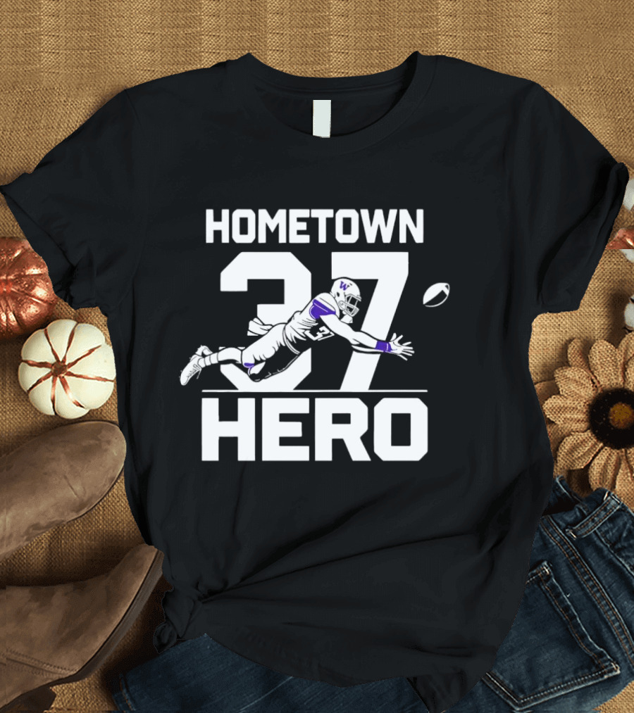 Washington Huskies Hometown Hero 37 Football Icon Jack Westover T-Shirt