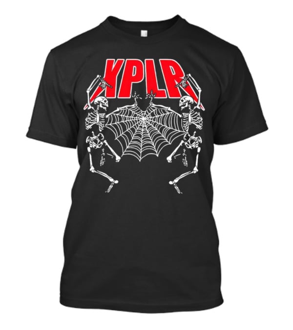 XPLR Skeletons With Holiday Web And Drumming Sticks T-Shirt