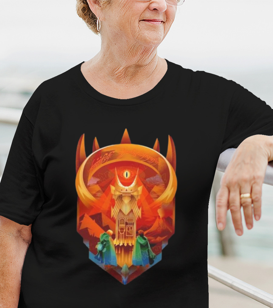 The Dark Fortress Of Mordor - Art Deco Eye Of Sauron Adventure T-Shirt