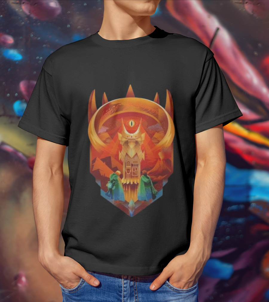 The Dark Fortress Of Mordor - Art Deco Eye Of Sauron Adventure T-Shirt