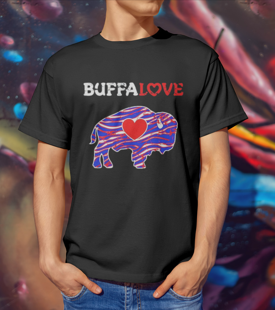 Buffalo Bills Buffalove Heart Logo With Red White Blue Buffalo T-Shirt
