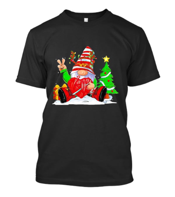 Gnome Love Peace Christmas Crochet Yarn Tree T-Shirt