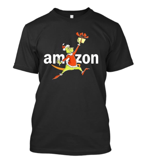 Amazon Christmas Grinch Holding Present T-Shirt