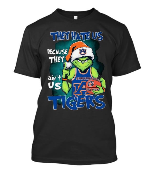 Auburn Tigers Grinch They Hate Us Because They Ain’t Us Santa Hat Basketball T-Shirt