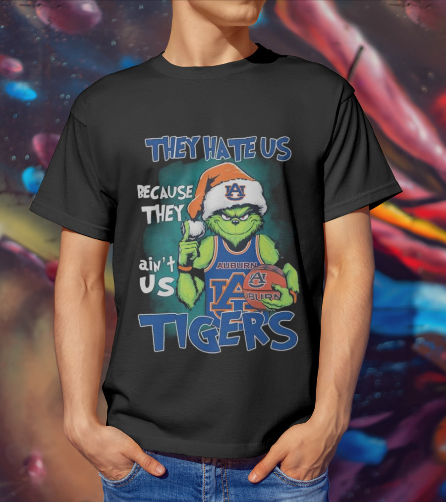 Auburn Tigers Grinch They Hate Us Because They Ain’t Us Santa Hat Basketball T-Shirt