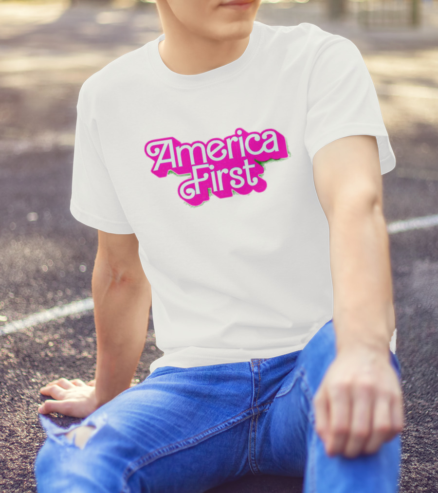 America First Barbie Style Pink Font T-Shirt