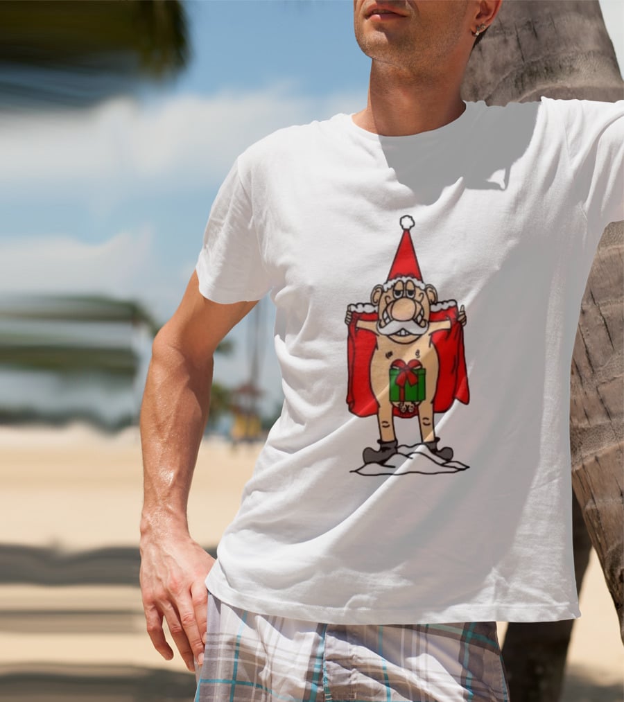 Christmas Santa Gnome With Naughty Gift And Hat T-Shirt