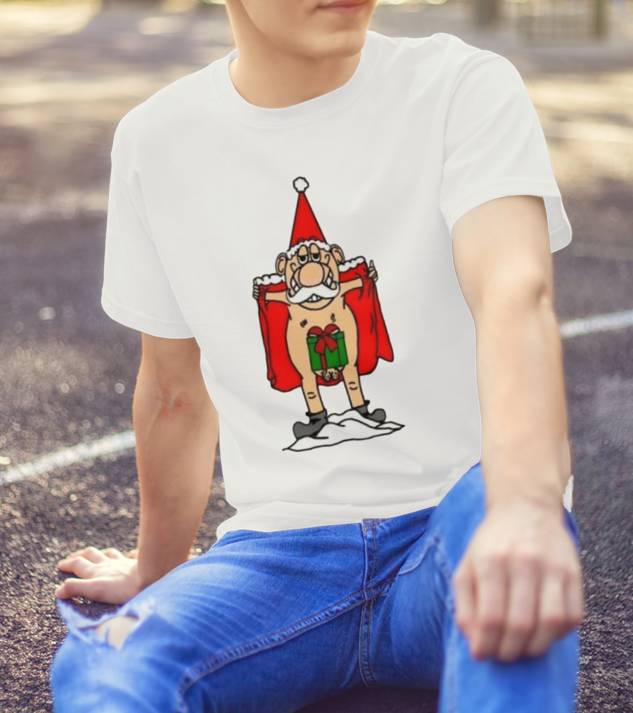 Christmas Santa Gnome With Naughty Gift And Hat T-Shirt