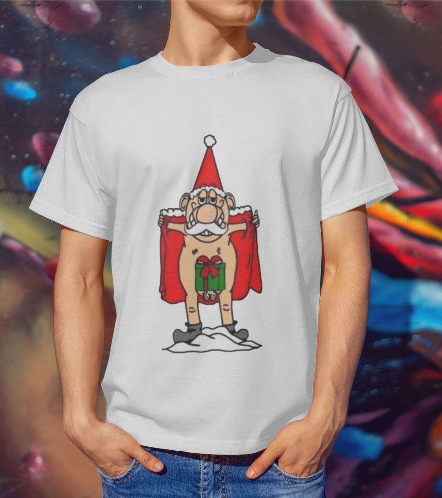 Christmas Santa Gnome With Naughty Gift And Hat T-Shirt