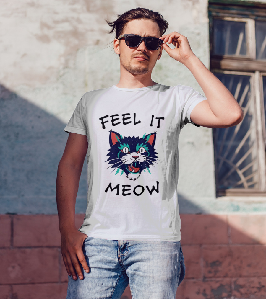 Feel It Meow Psychedelic Cat Vibes T-Shirt