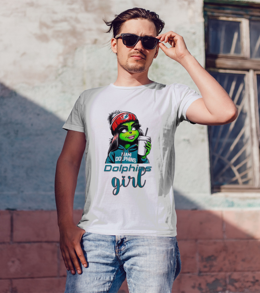 Miami Dolphins Grinch Drink Girl T-Shirt