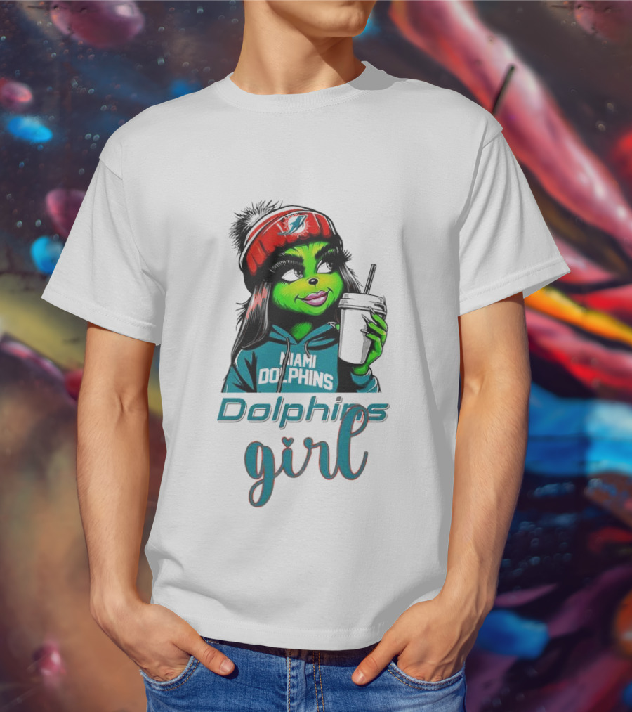 Miami Dolphins Grinch Drink Girl T-Shirt