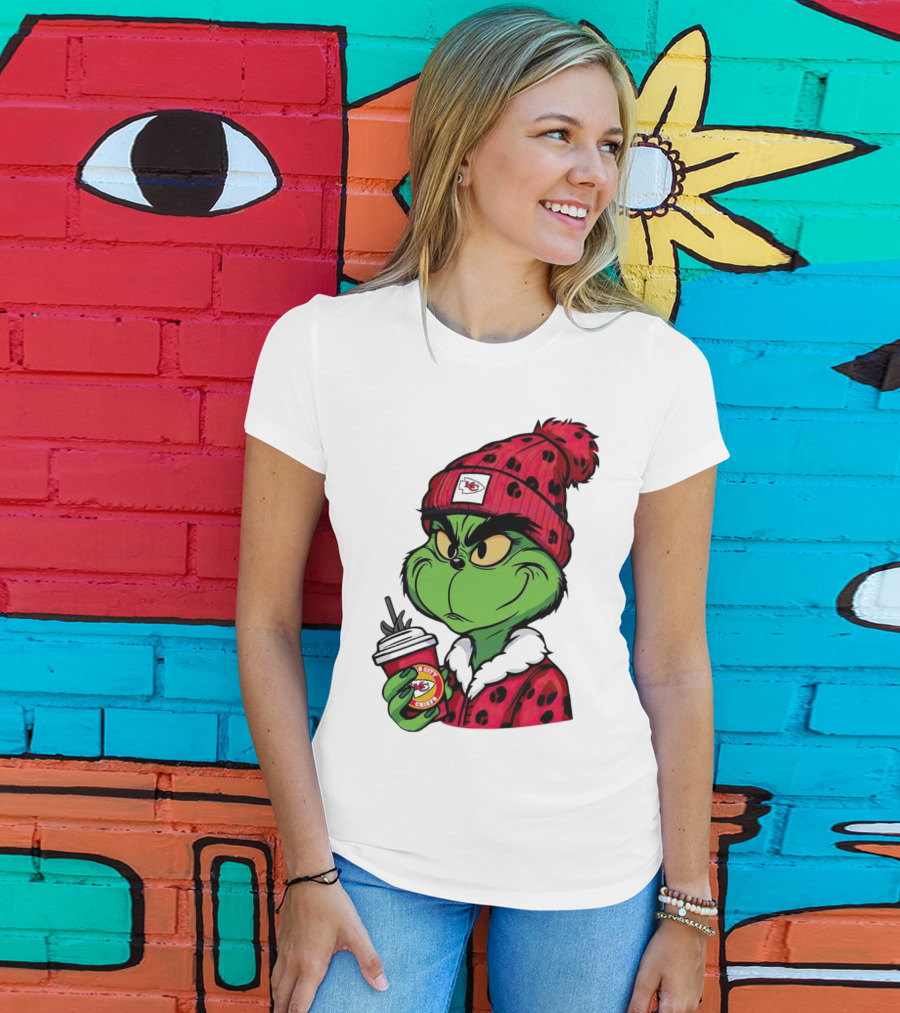 Grinch Kansas City Chiefs Leopard Print Coffee Cup T-Shirt