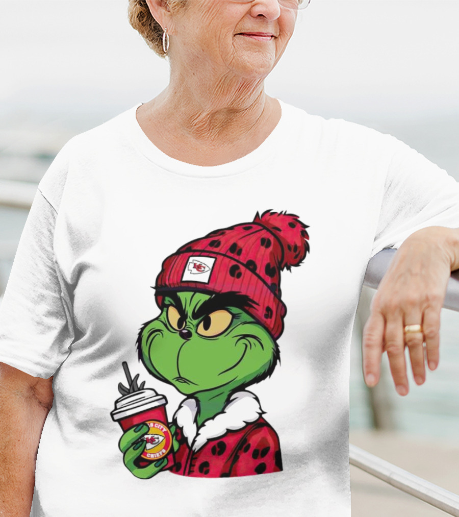 Grinch Kansas City Chiefs Leopard Print Coffee Cup T-Shirt