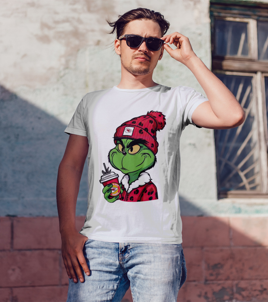 Grinch Kansas City Chiefs Leopard Print Coffee Cup T-Shirt
