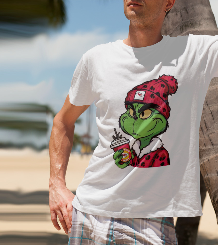Grinch Kansas City Chiefs Leopard Print Coffee Cup T-Shirt
