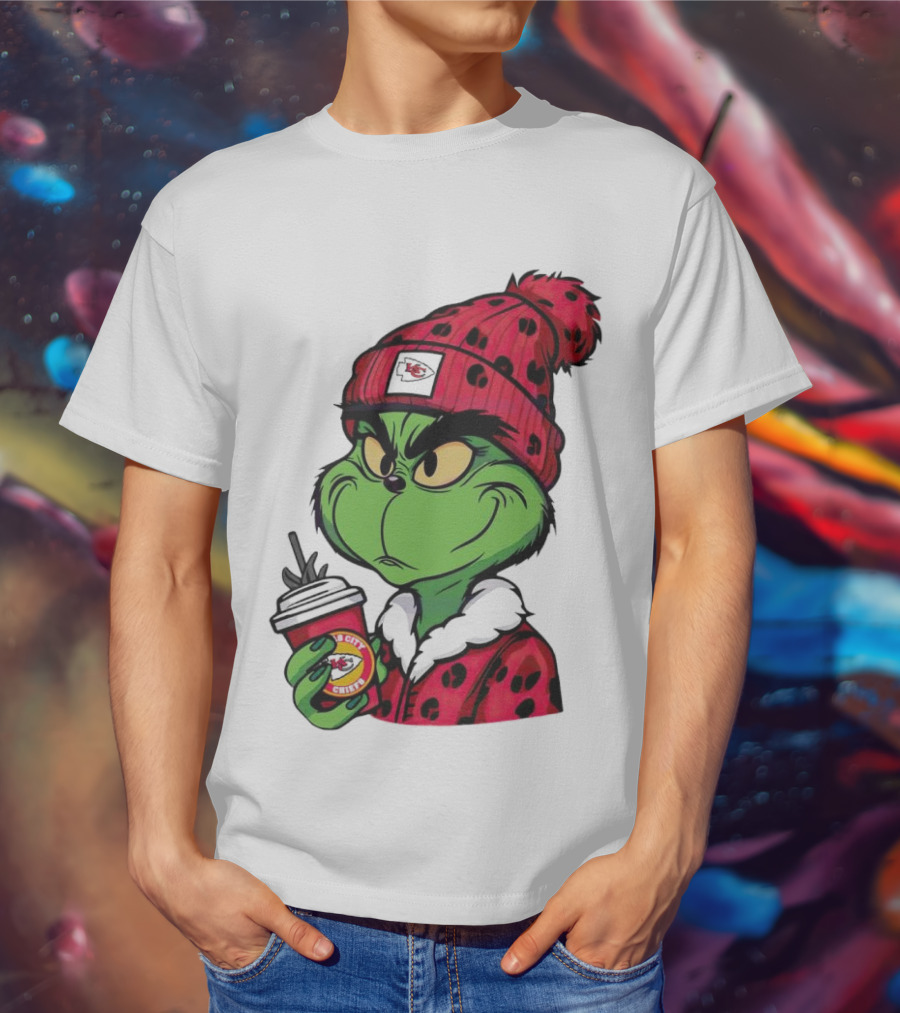 Grinch Kansas City Chiefs Leopard Print Coffee Cup T-Shirt