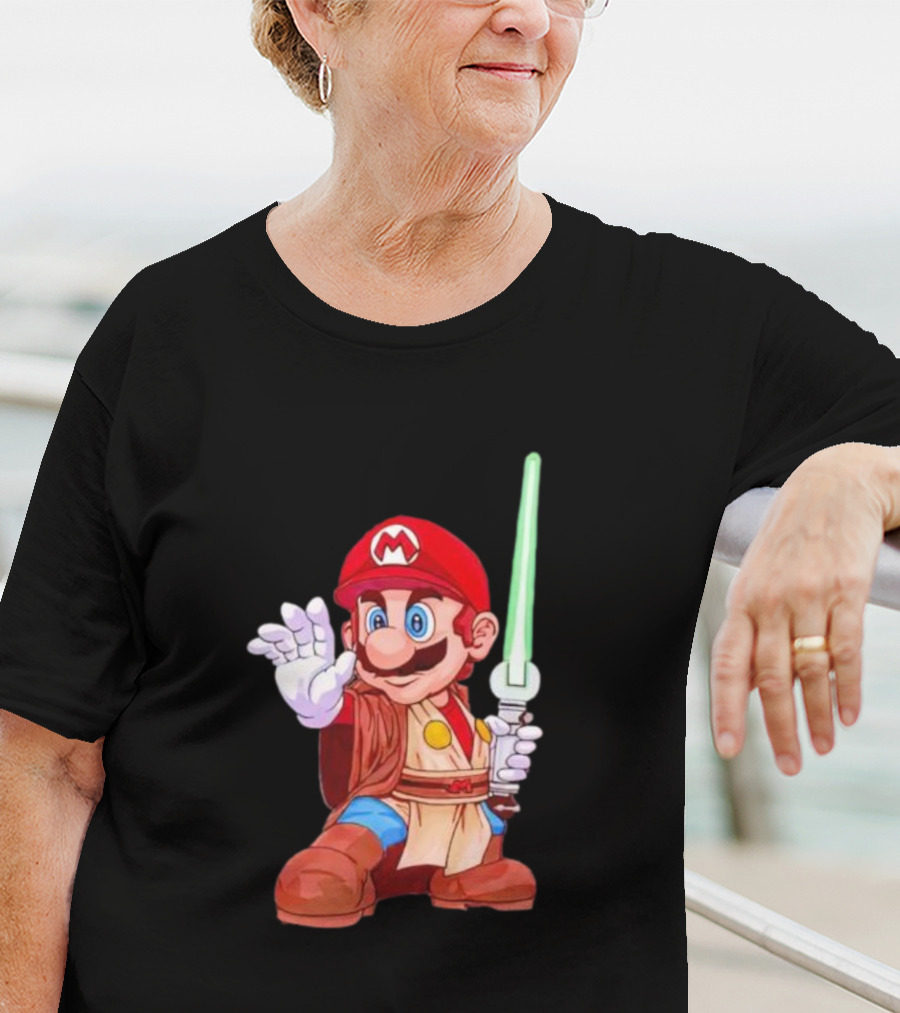 Mario Jedi Star Wars Crossover With Lightsaber T-Shirt