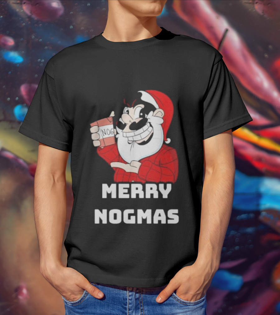 Merry Nogmas Keyrock Santa Holding Nog Cup T-Shirt