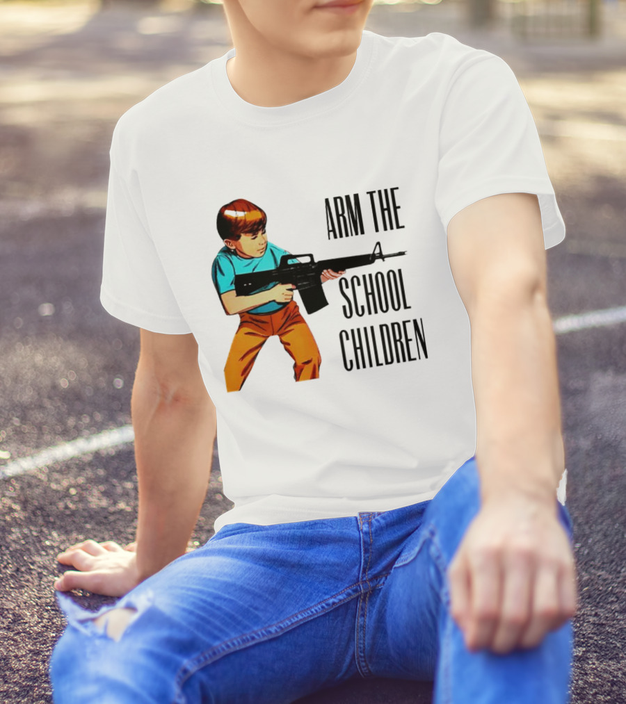 Arm The School Children Vintage Style Boy With Rifle T-Shirt