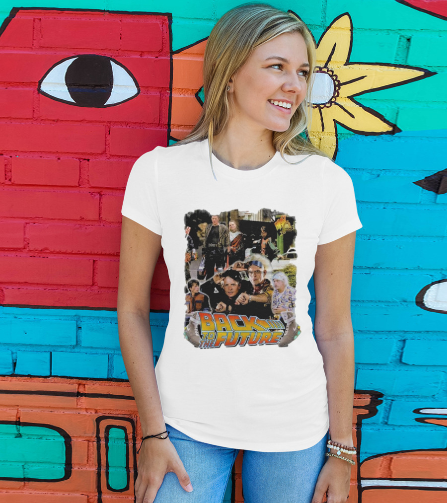 Back To The Future Movie Collage Iconic Characters And Scenes T-Shirt