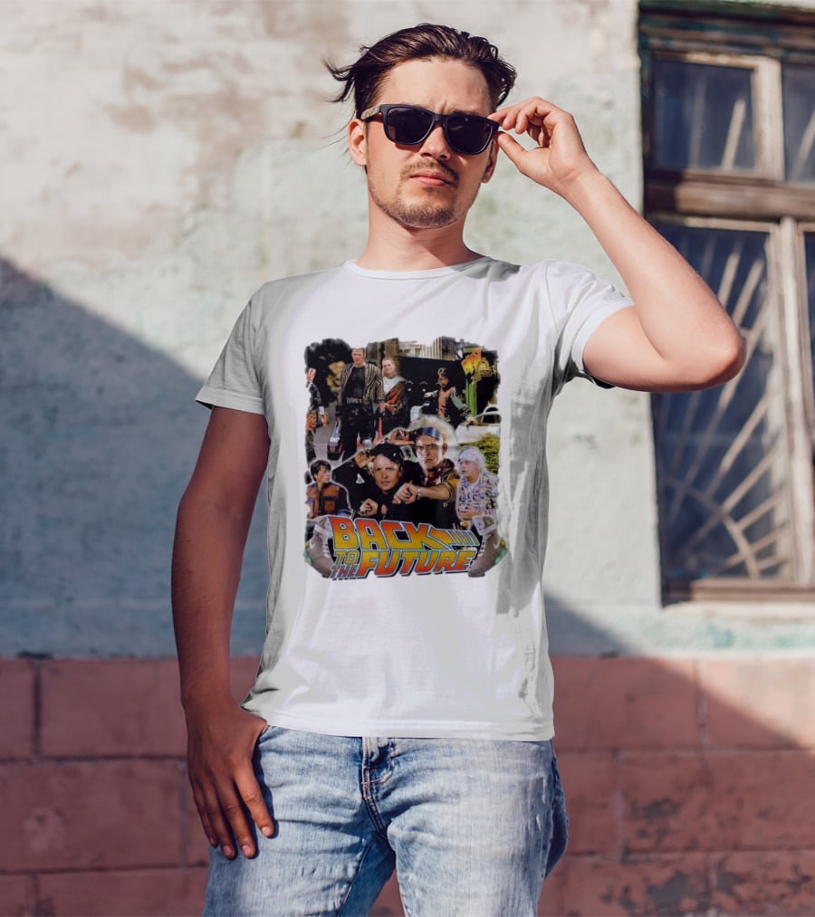 Back To The Future Movie Collage Iconic Characters And Scenes T-Shirt