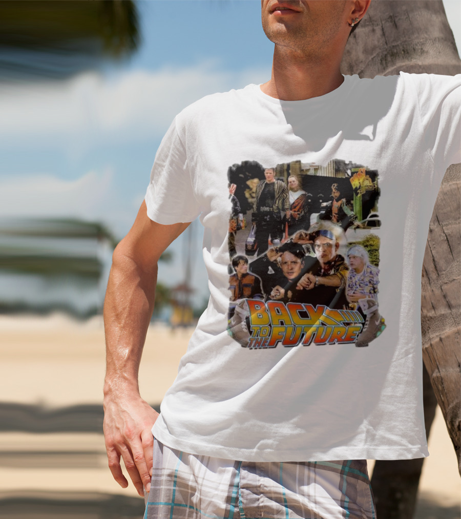 Back To The Future Movie Collage Iconic Characters And Scenes T-Shirt