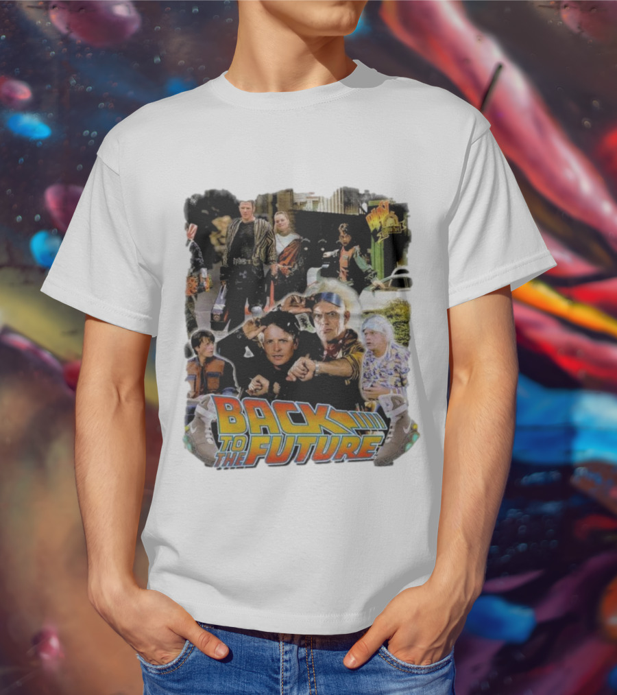 Back To The Future Movie Collage Iconic Characters And Scenes T-Shirt