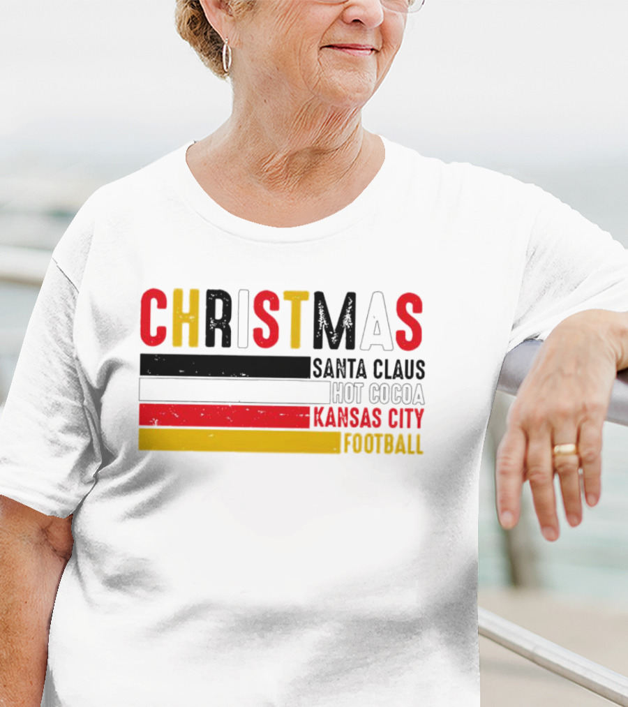 Christmas Santa Claus Hot Cocoa Kansas City Football T-Shirt