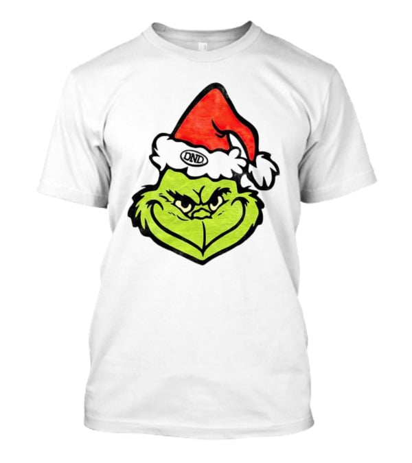 Grinch Christmas DND Santa Hat Image T-Shirt