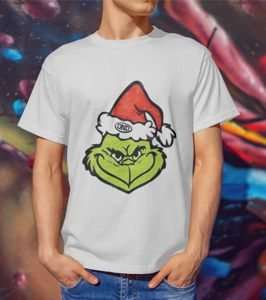 Grinch Christmas DND Santa Hat Image T-Shirt