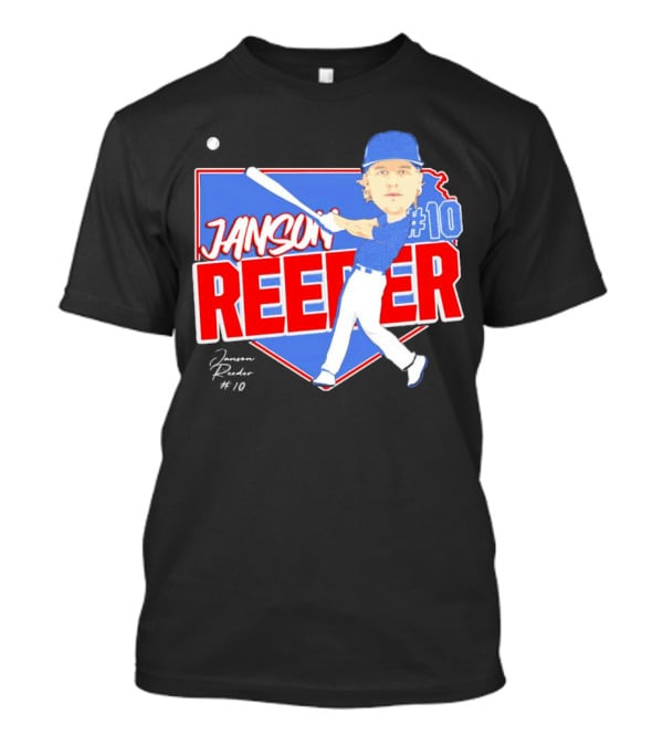 Janson Reeder #10 Baseball Cartoon Map Signature T-Shirt